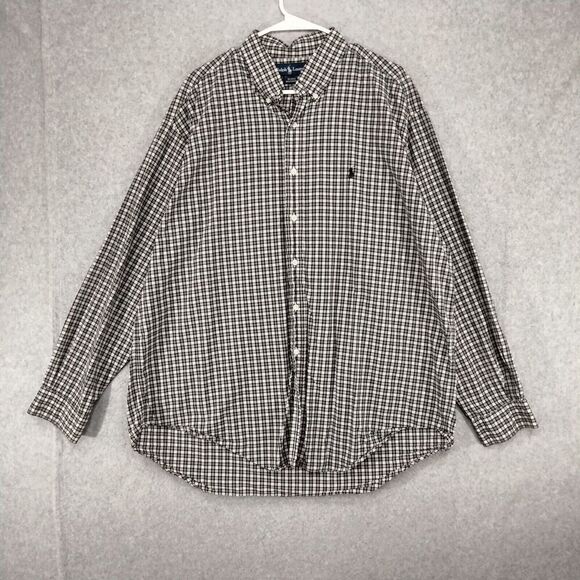Ralph Lauren Button Down Shirt Mens Size XL Black Gingham Blake Long Sleeve - Picture 1 of 10